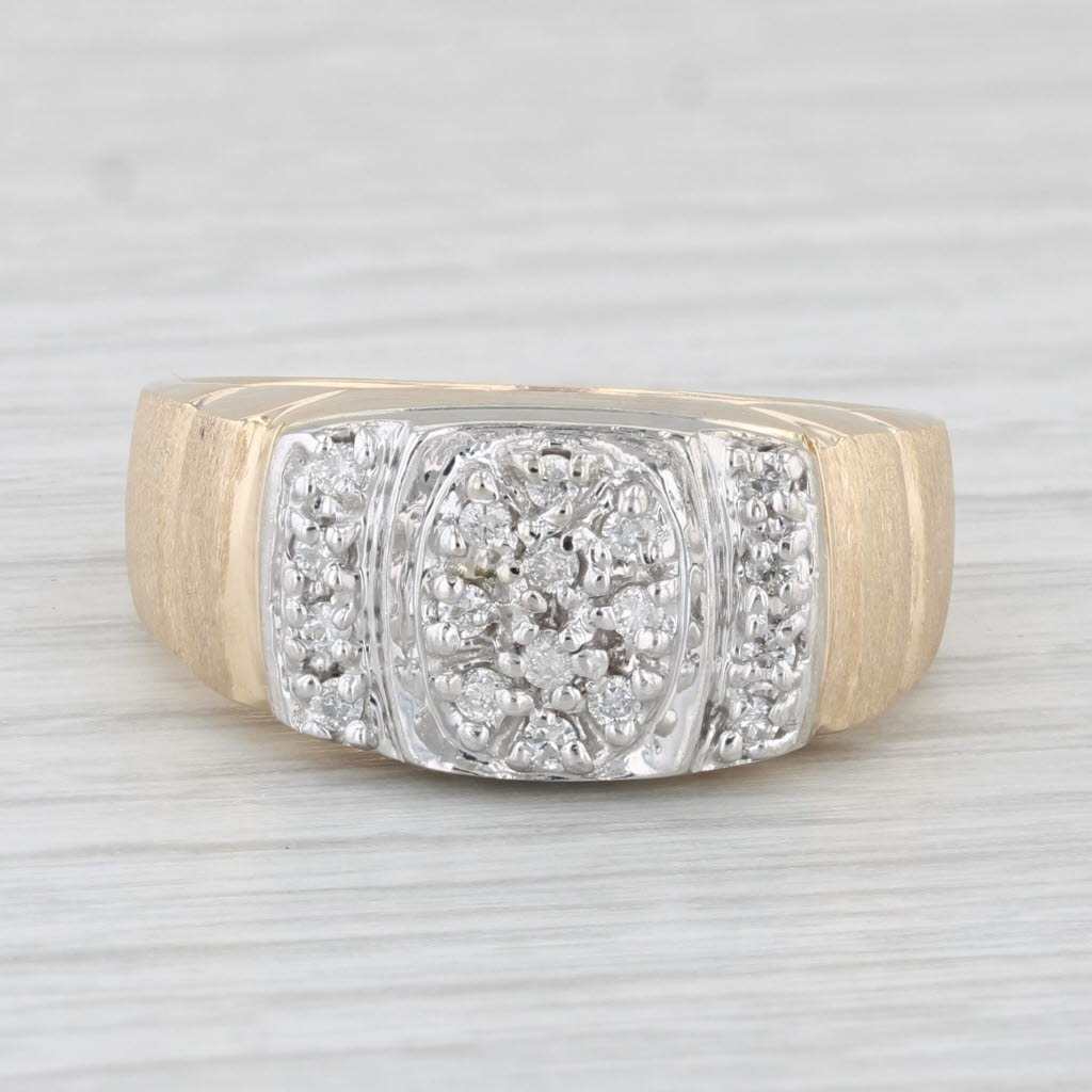 Light Gray 0.18ctw Diamond Cluster Ring 10k Yellow Gold Size 10 Men's
