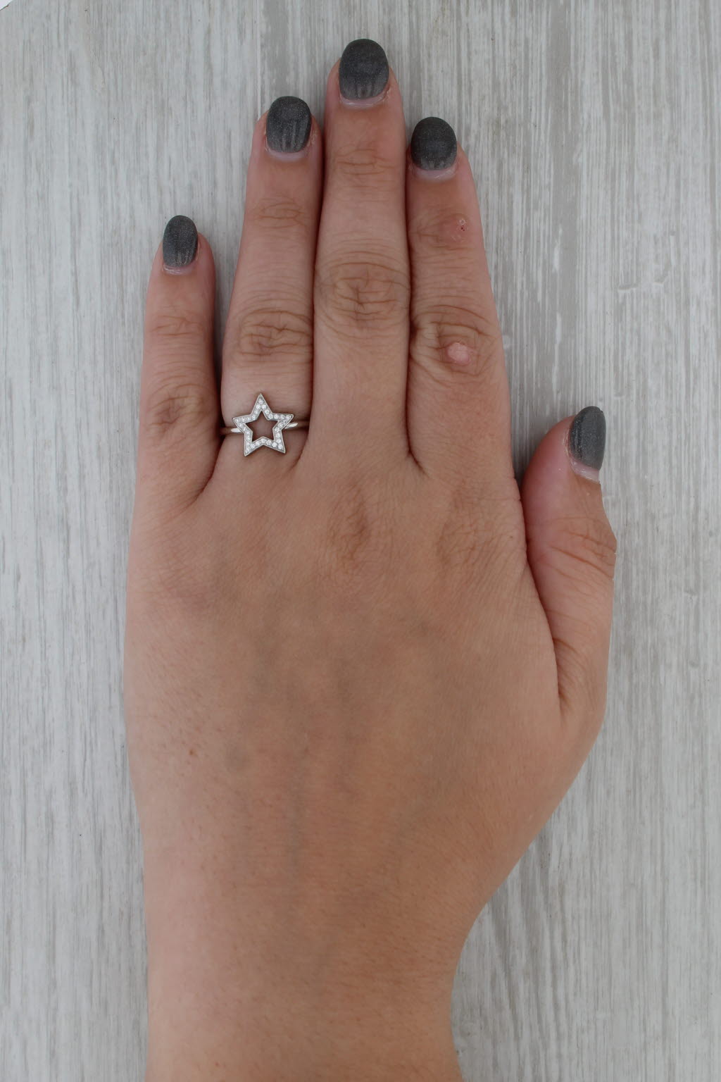 Tiffany & Co Diamond Open Star Ring 950 Platinum Size 6