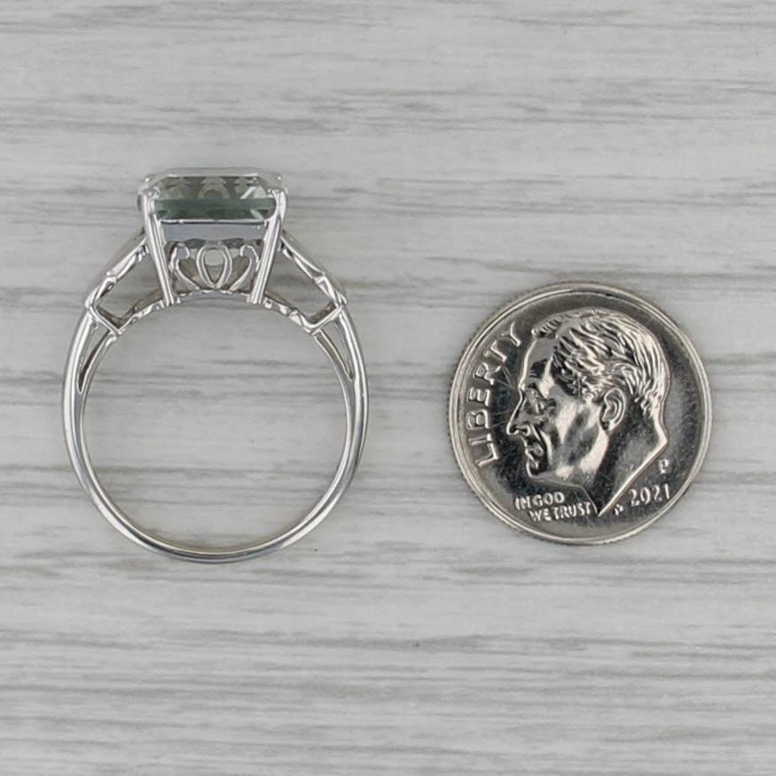 3.80ct Prasiolite Green Amethyst Ring 10k White Gold Size 7 Diamond Accents