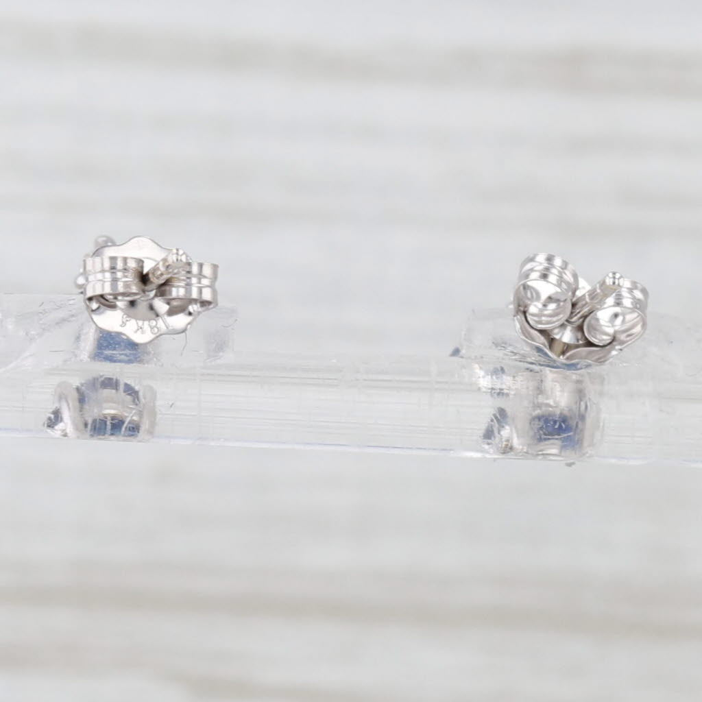 Light Gray 1.04ctw Round Blue Sapphire Diamond Stud Earrings 18k White Gold