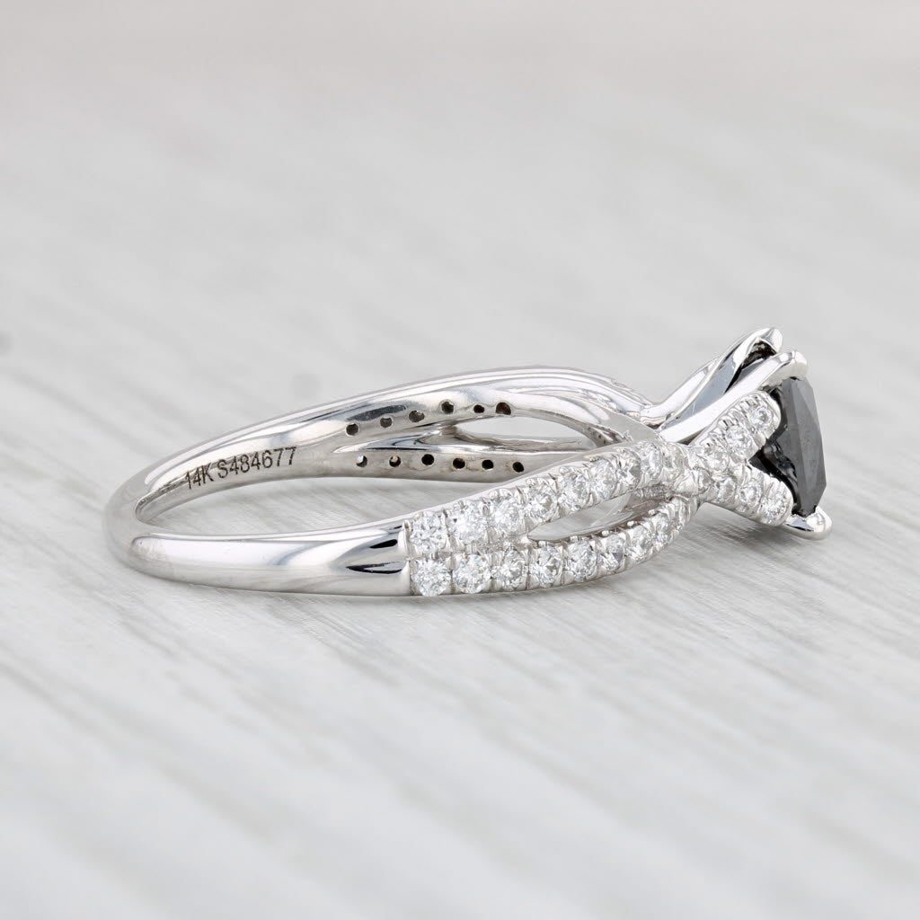 Light Gray 1.65ctw Black White Princess Diamond Ring 14k White Gold Sz 8 Engagement Gabriel