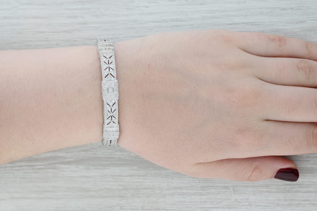 Gray Judith Ripka 1ctw Diamond Cuff Bracelet 18k White Gold