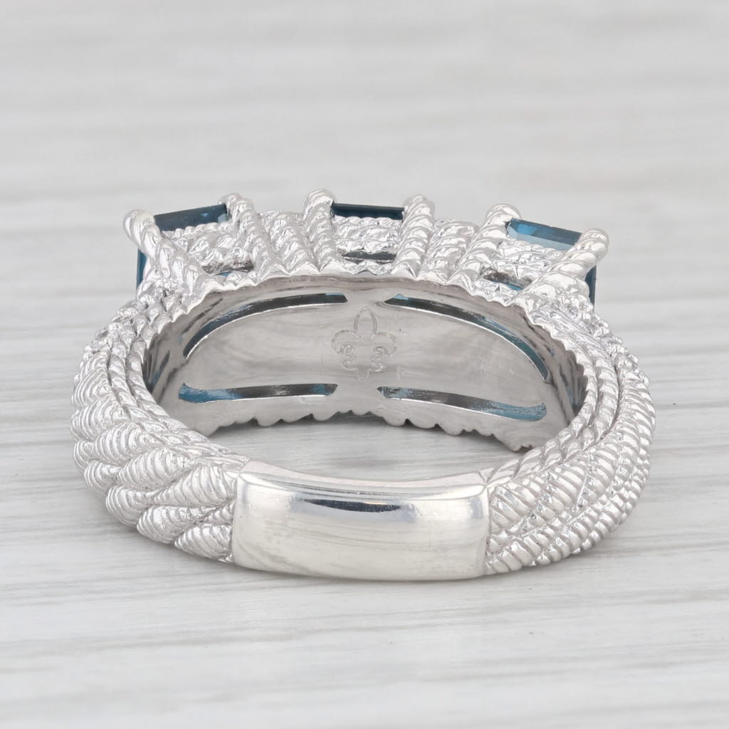 Light Gray Judith Ripka Blue Topaz Sterling Silver Three Stone Ring Size 8