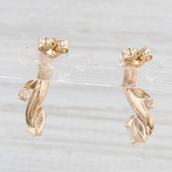 Marquise Opal Diamond Drop Earrings 14k Yellow Gold