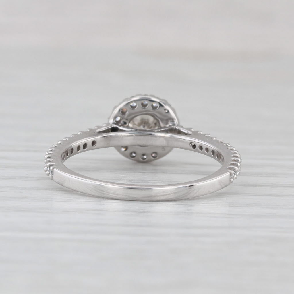0.94ctw Round Diamond Halo Engagement Ring 14k Gold Sz 8.25 Cathedral Pave Band