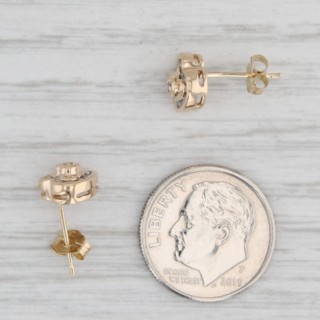 Light Gray 0.12ctw Diamond Heart Stud Earrings 10k Yellow Gold