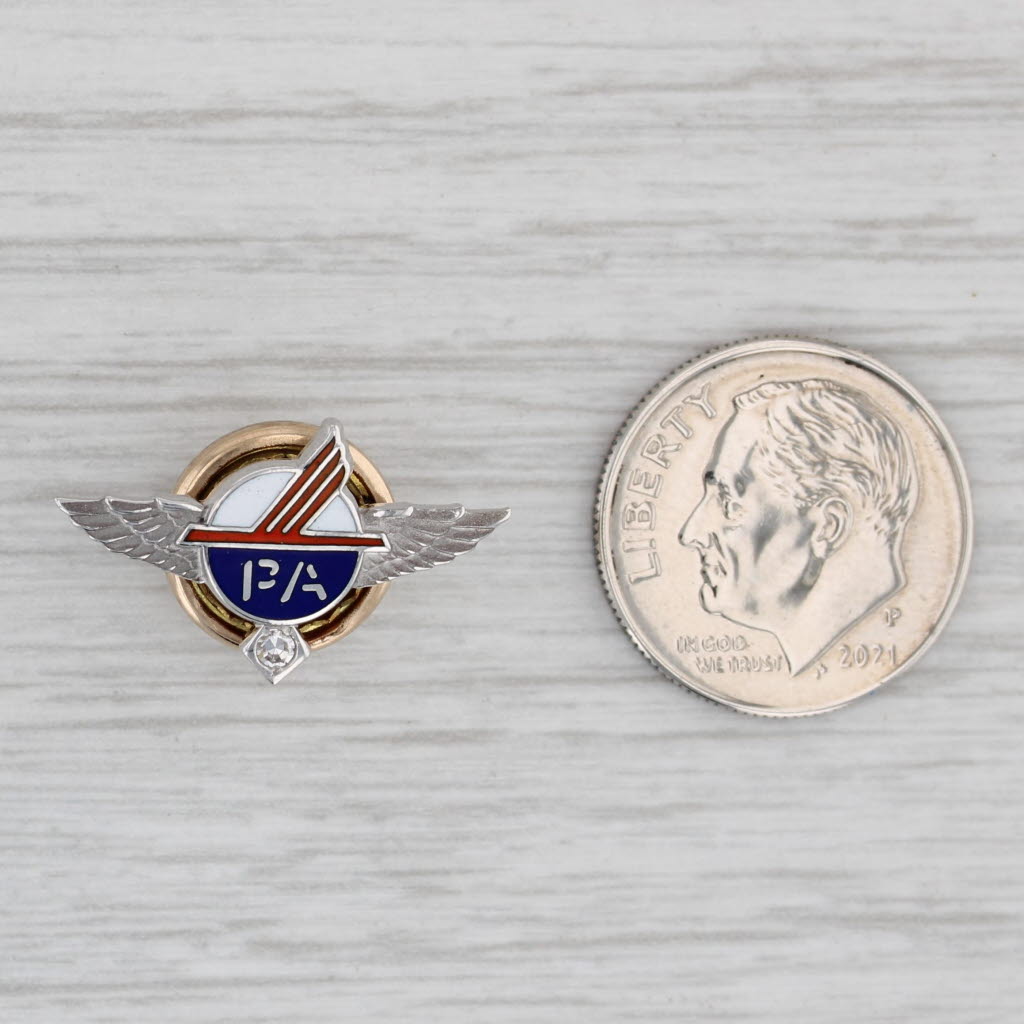 Gray Piedmont Airlines Service Pin Diamond 10k Gold Souvenir Lapel