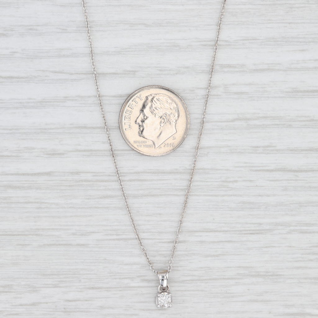 Light Gray 0.15ct Round Diamond Solitaire Pendant Necklace 14k White Gold 16" Cable Chain
