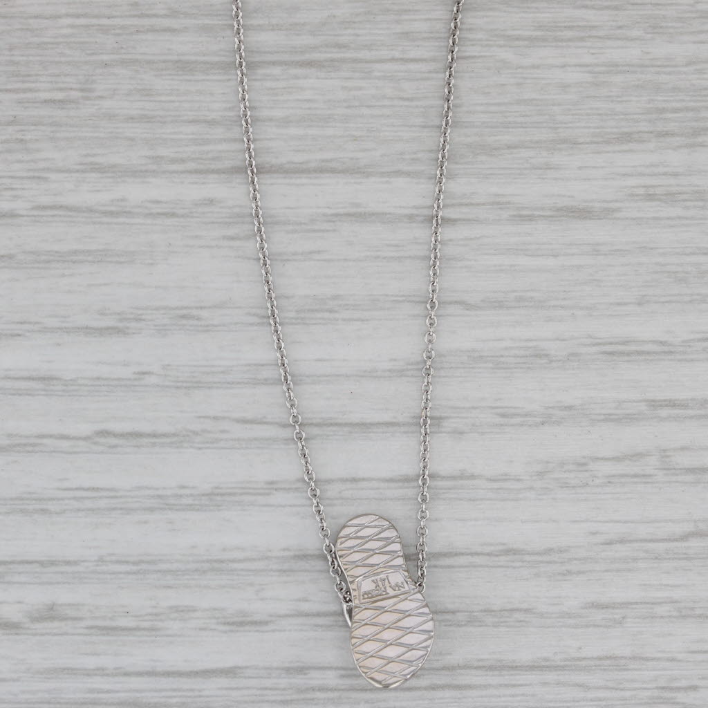 Gray Na Hoku 0.10ctw Diamond Flip Flop Pendant Necklace 19.5" Adjustable 14k Gold
