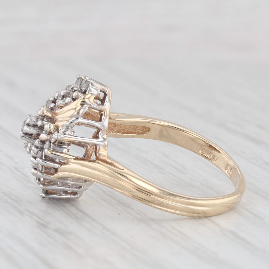 Light Gray 0.44ctw Diamond Cluster Ring 10k Yellow Gold Size 7.25