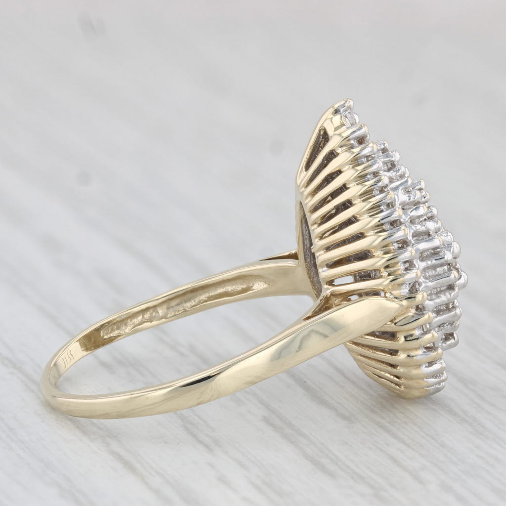 Light Gray 1.02ctw Teardrop Diamond Ring 10k Gold Size 8.75 Cluster Cocktail