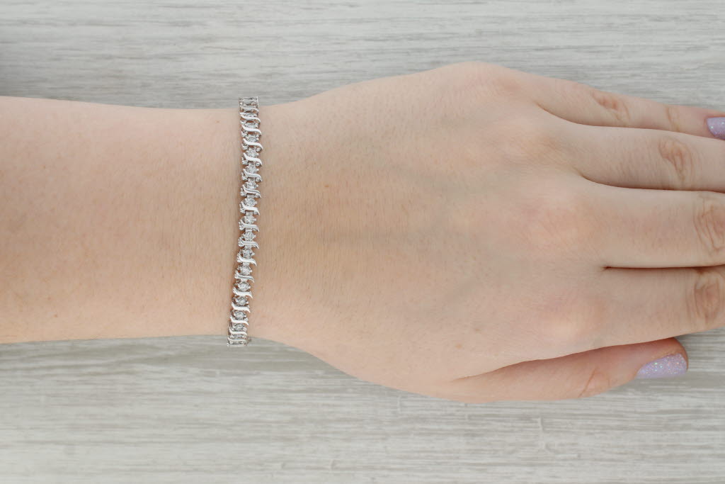 Dark Gray 1.98ctw Diamond Tennis Bracelet 10k White Gold 7" 5.2mm