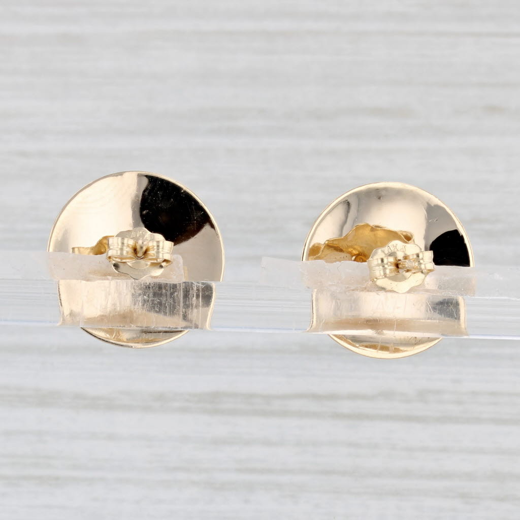 Light Gray Rayed Stud Earrings 14k Yellow Gold