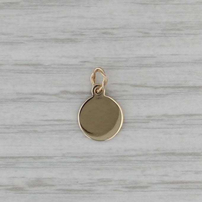 Engraved Letter Initial "R" Pendant 14k Yellow Gold Small Round Charm