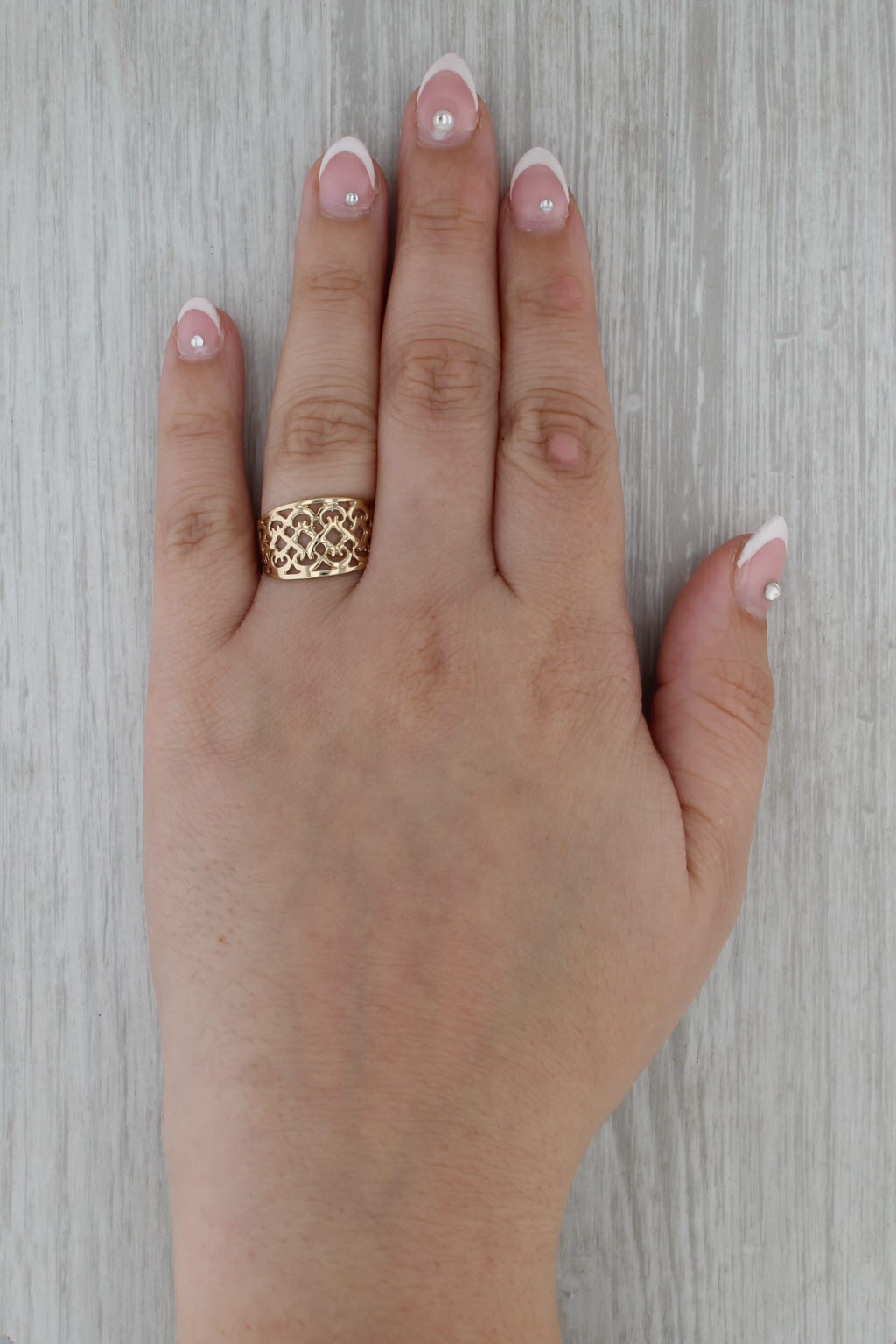Open Lattice Work Ring 10k Yellow Gold Size 6.75