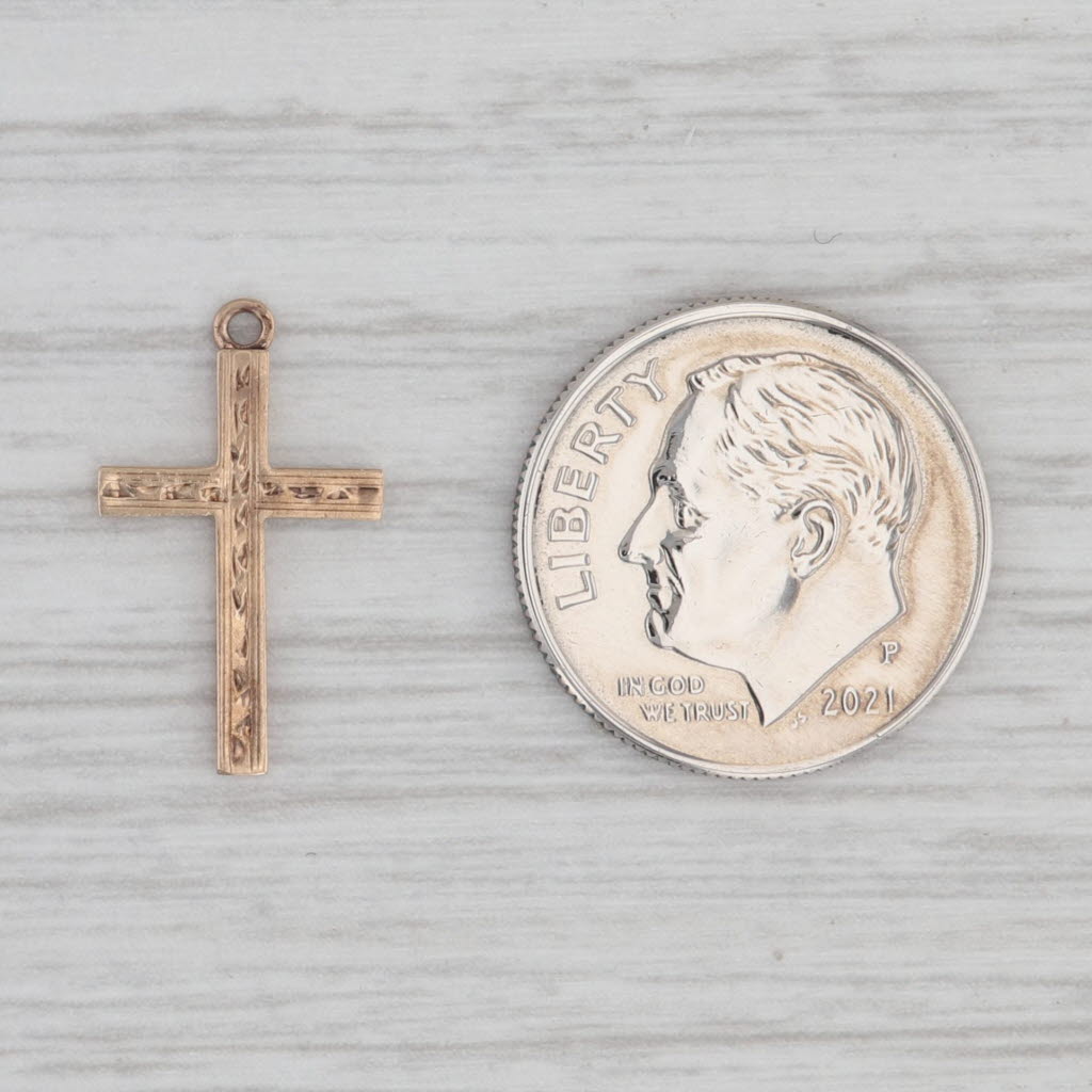 Gray Vintage Small Diamond Accented Cross Pendant Charm