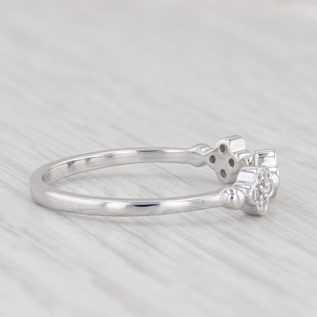 Light Gray New 0.15ctw Diamond Flower Clusters Ring 10k White Gold Size 7 Stackable