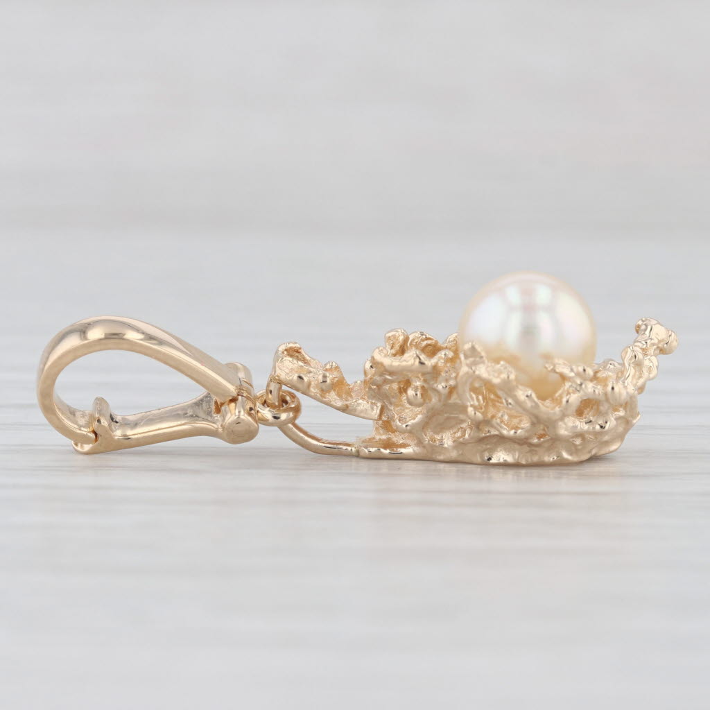 Light Gray Cultured Pearl Diamond Enhancer Pendant 14k Yellow Gold Clip Bail