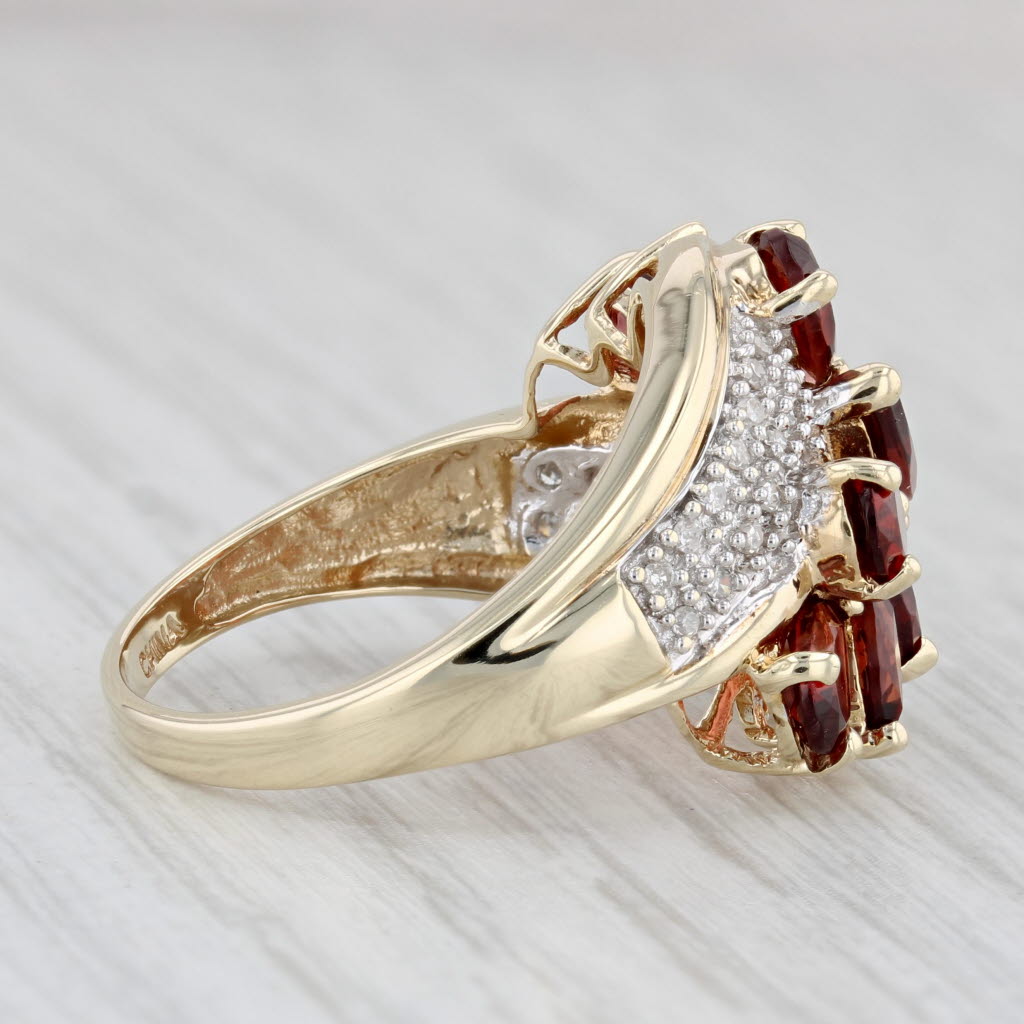 Light Gray 4.38ctw Garnet Diamond Cluster Ring 10k Yellow Gold Size 9.25 Bypass