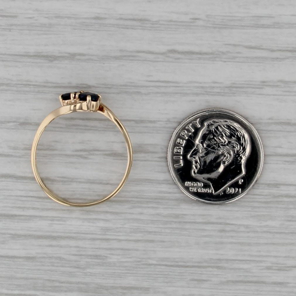 0.44ctw Blue Sapphire Bypass Ring 14k Yellow Gold Size 7 Diamond Accents