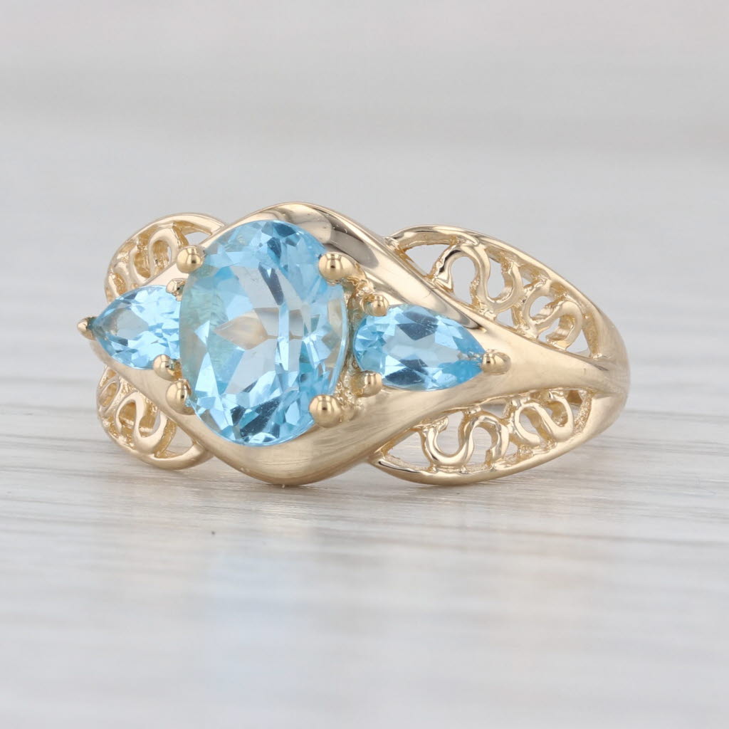 2.37ctw Oval Blue Topaz Ring 14k Yellow Gold Size 6.25