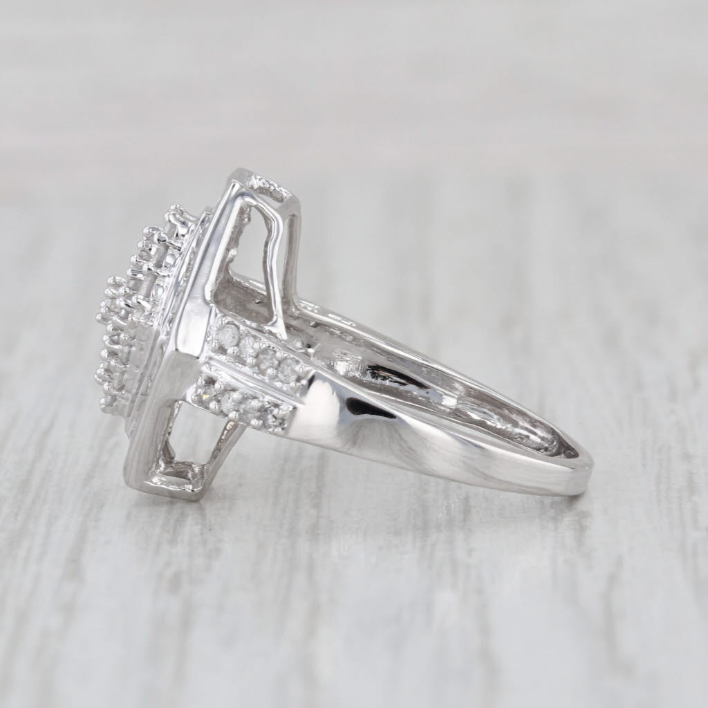 0.80ctw Diamond Cluster Halo Ring 10k White Gold Size 7