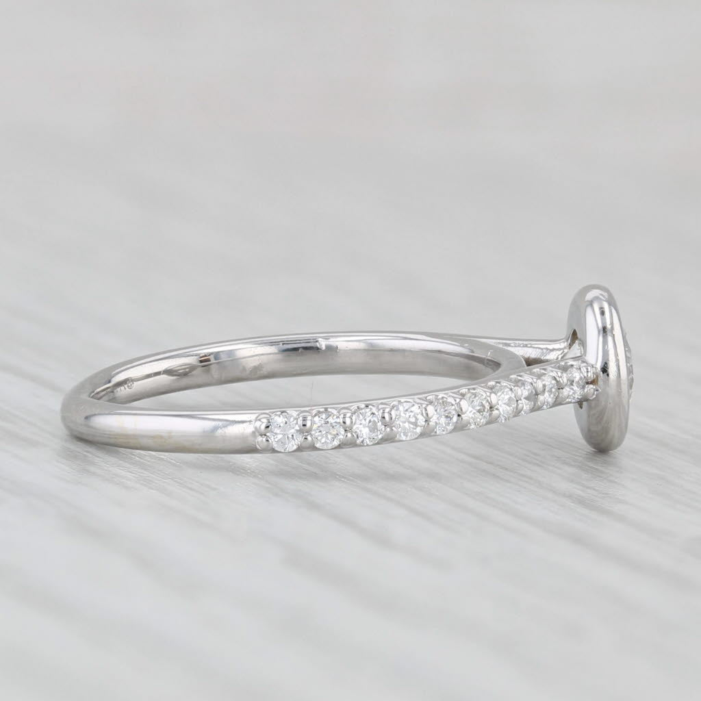 Light Gray 0.70ctw Round Bezel Set Diamond Engagement Ring 14k White Gold Size 4.5