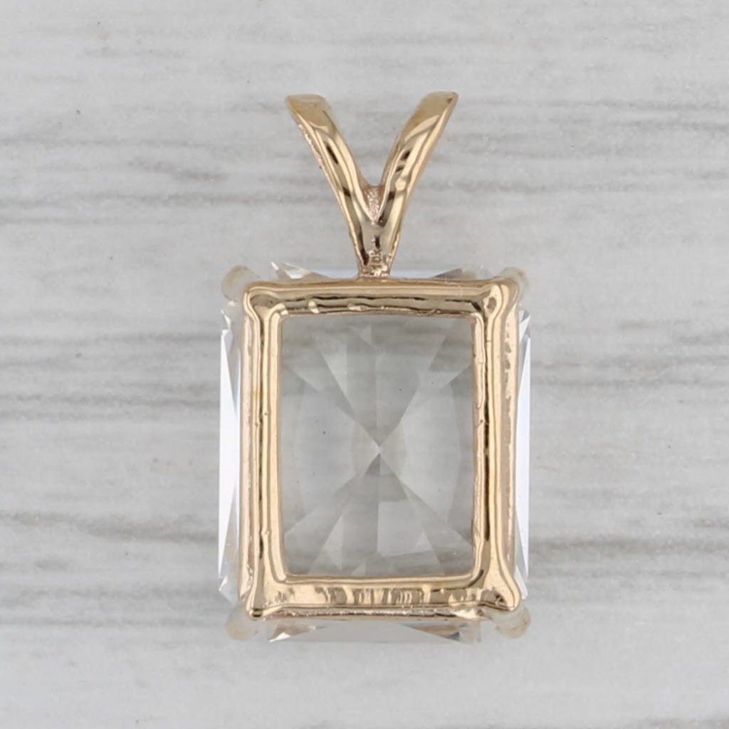 Gray 7.40ct Colorless White Topaz Pendant 10k Yellow Gold Solitaire Small Drop