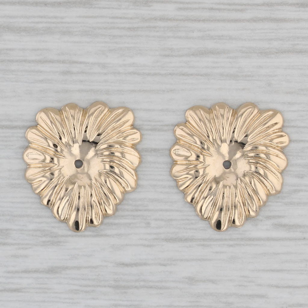 Gray Flower Earring Enhancers 14k Yellow Gold For Stud Earrings
