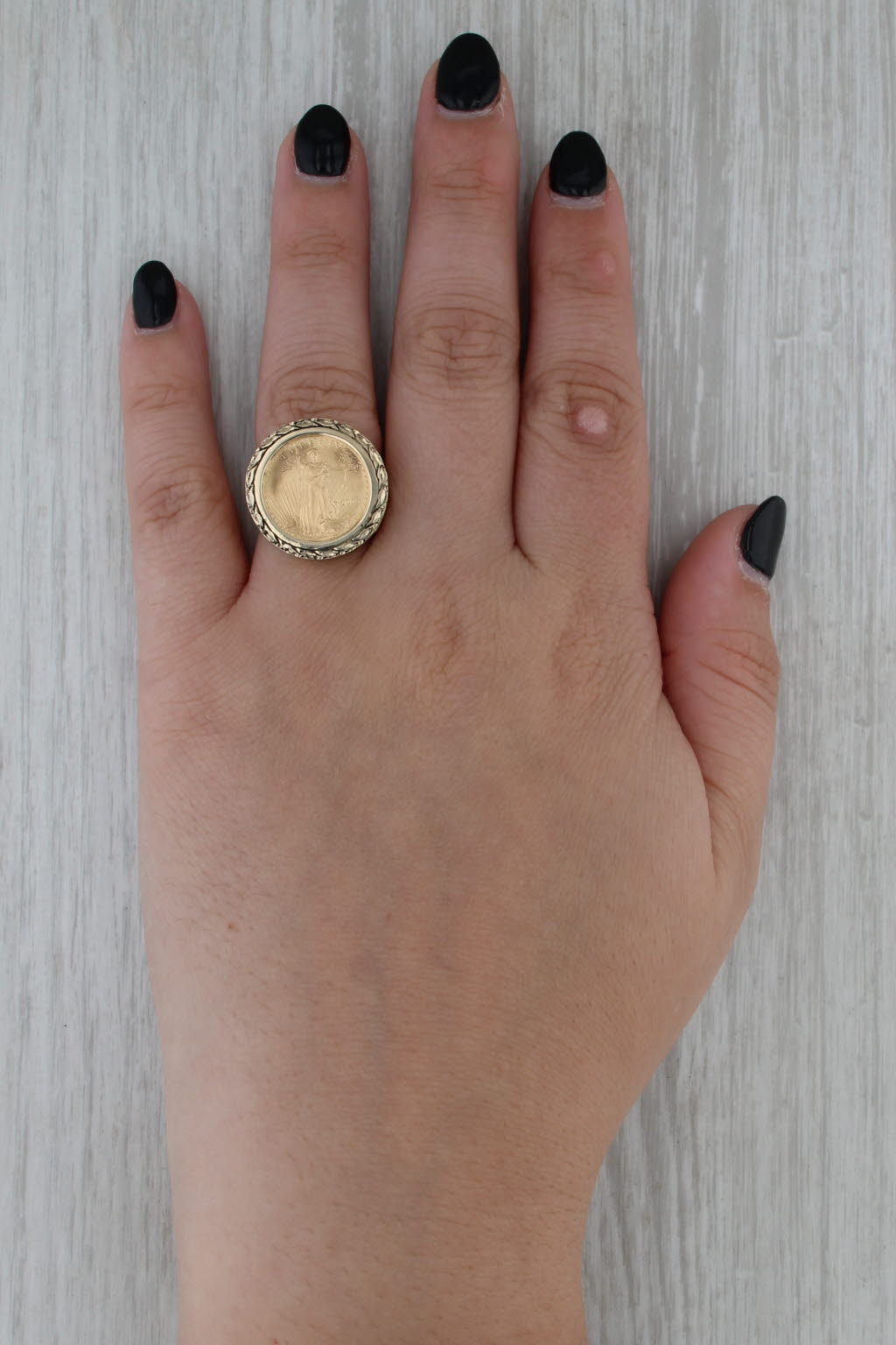 2003 American Gold Eagle Coin Ring 14k 22k Gold 1/10ozt AGE Walking Liberty