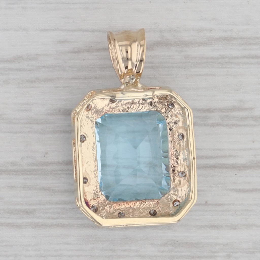 Gray 5.85ctw Blue Topaz Diamond Halo Pendant 10k Yellow Gold