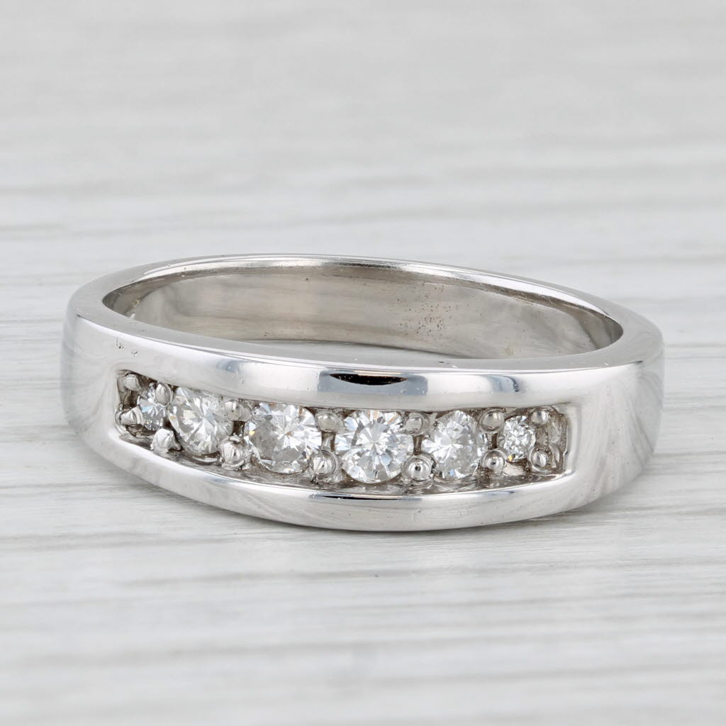 Light Gray 0.40ctw Diamond Men's Wedding Band 14k White Gold Size 10-10.25 Ring AS IS