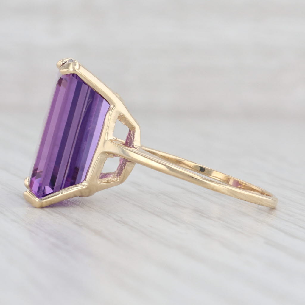 Light Gray 14ct Emerald Cut Amethyst Solitaire Ring 14k Yellow Gold Size 9