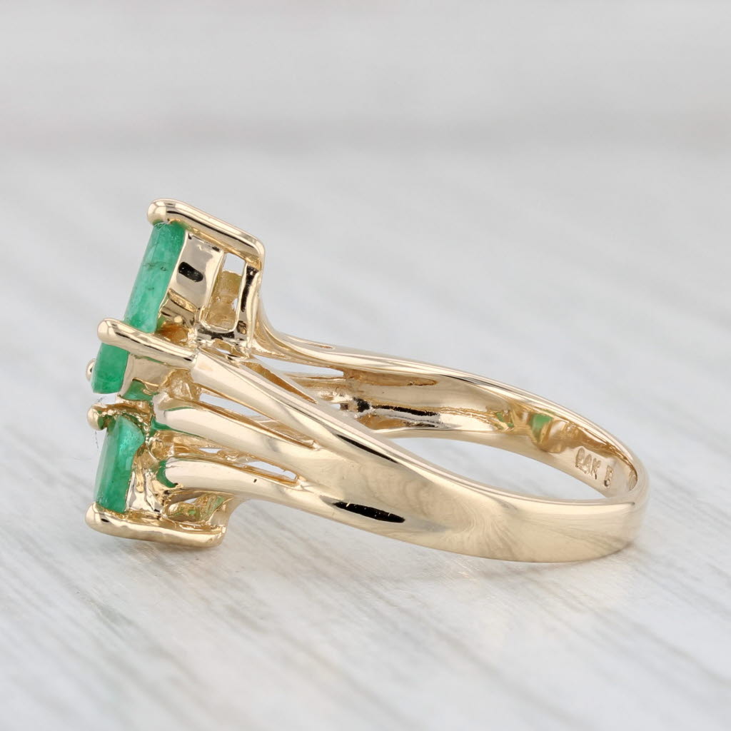 Light Gray 0.63ctw 3-Stone Emerald Diamond Ring 14k Yellow Gold Size 6.5