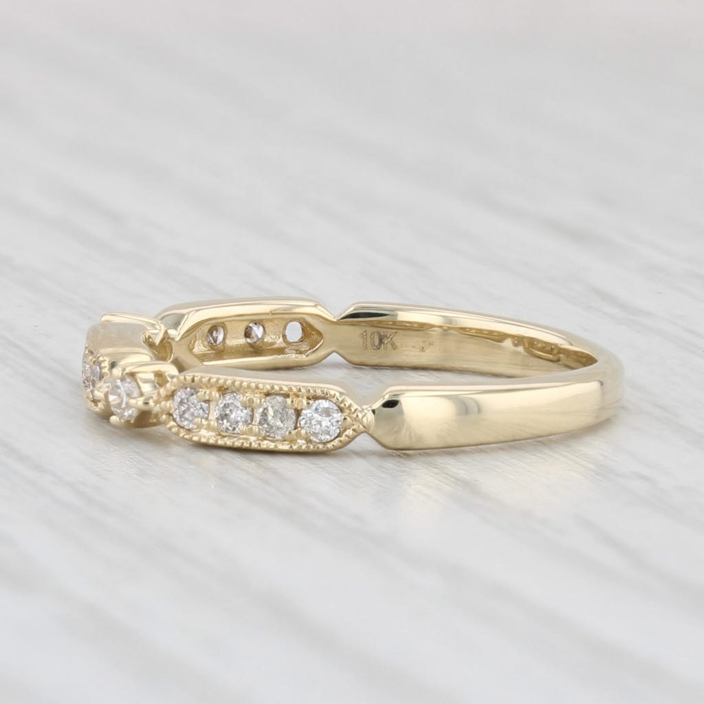 Light Gray 0.18ctw Diamond Wedding Band 10k Yellow Gold Size 5 Stackable Ring