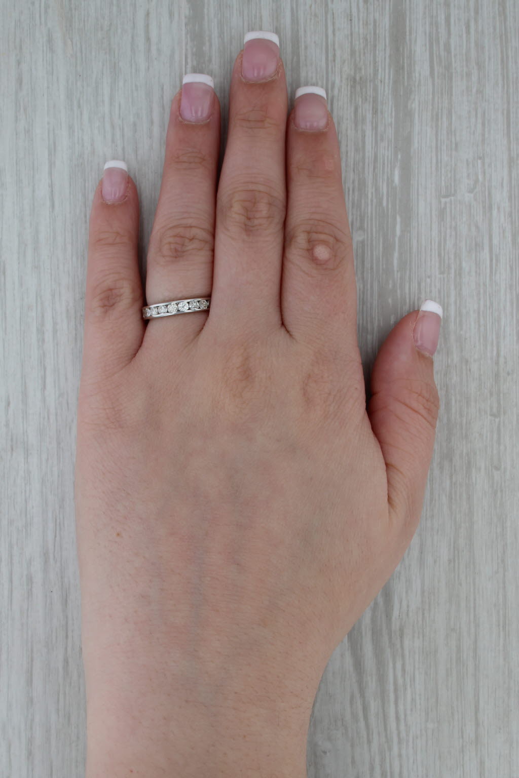 1ctw Diamond Wedding Band 14k White Gold Anniversary Stackable Ring Size 7