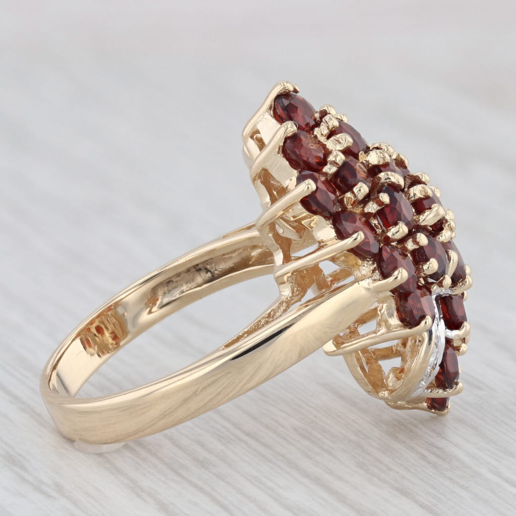 Light Gray 4.52 ctw Garnet Diamond Teardrop Cocktail Cluster Ring 14K Yellow Gold Size 8