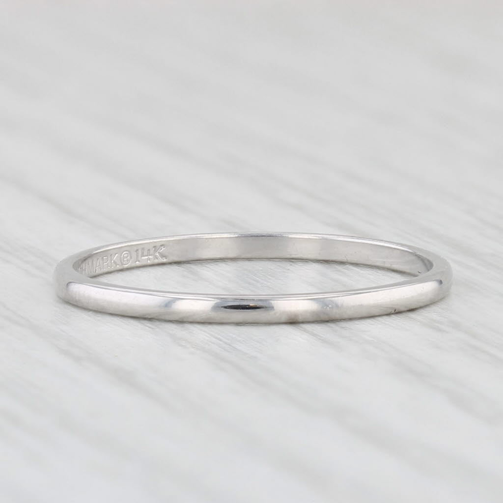 Light Gray Classic Women's Wedding Band 14k White Gold Stackable Ring Size 6.5