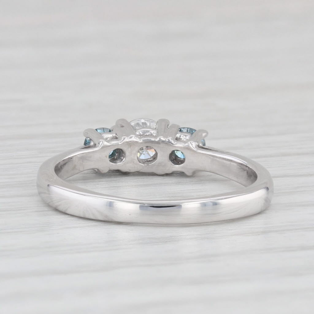 Light Gray 0.50ctw White Blue Diamond 3-Stone Ring 14k White Gold Size 6 Engagement