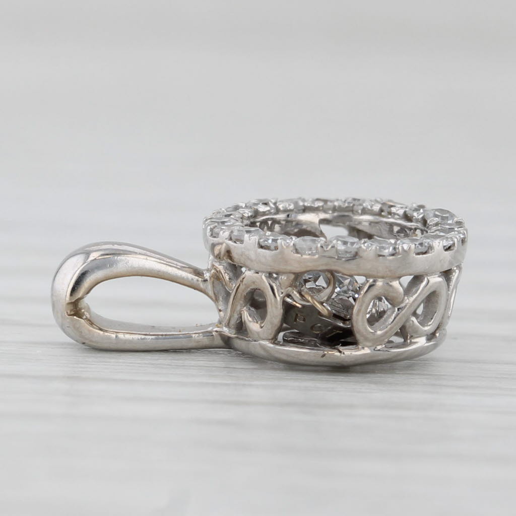 Light Gray 0.41ctw Moving Diamond Halo Pendant 14k White Gold