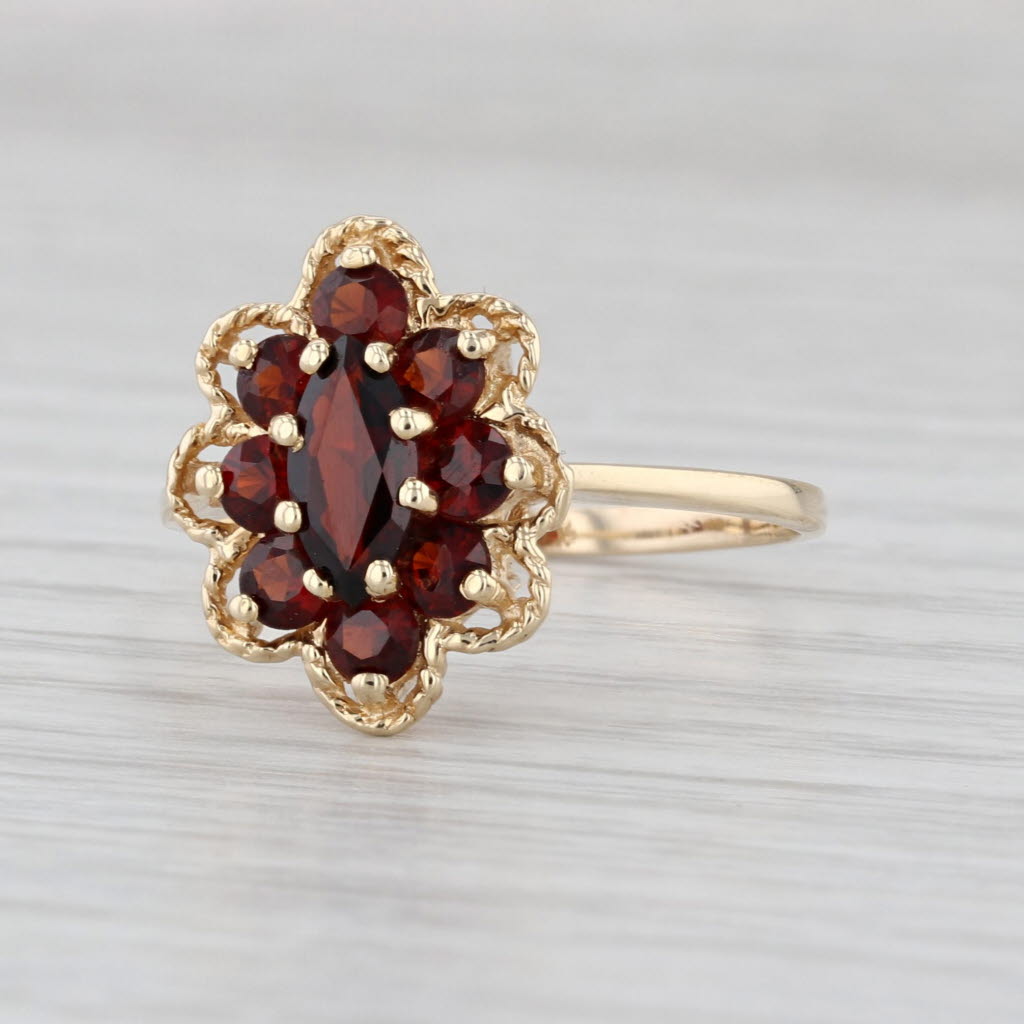 1.62ctw Garnet Flower Cluster Ring 14k Yellow Gold Size 9.25
