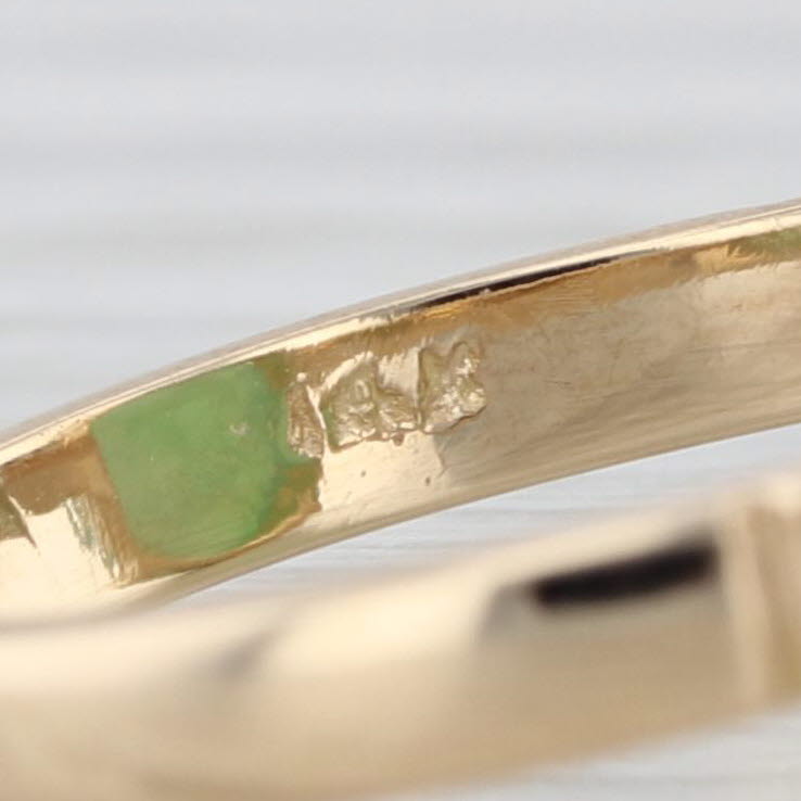 Jadeite Jade Solitaire Ring 14k Yellow Gold Size 6.25 Oval Cabochon
