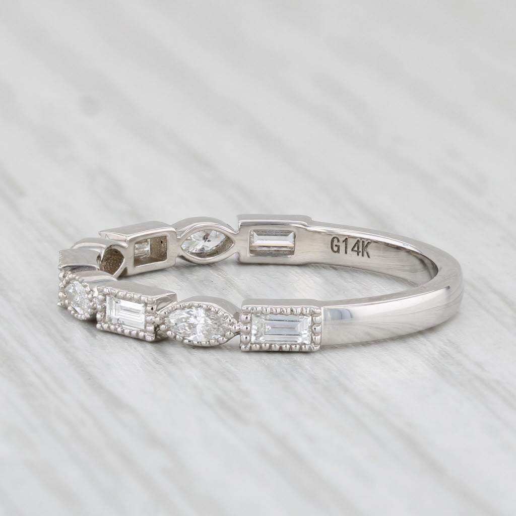 Light Gray New 0.37ctw Diamond Ring 14k White Gold Size 6.5 Stackable Wedding Band