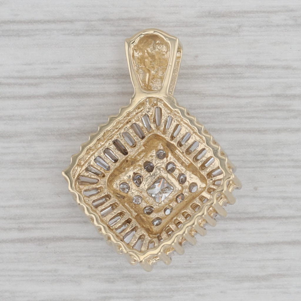 Gray 1.04ctw Diamond Cluster Halo Pendant 14k Yellow Gold Princess Round Baguette