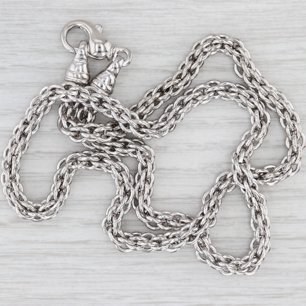 Light Gray Sterling Silver Fancy Link Cable Chain Necklace 20" 5.7"