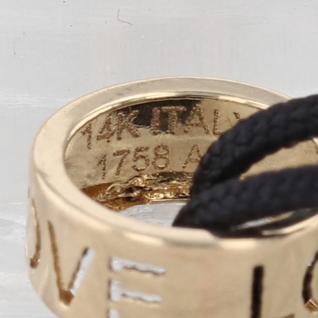 Love Charm Bracelet 14k Yellow Gold Bead Adjustable Black Cord up to 8.25"