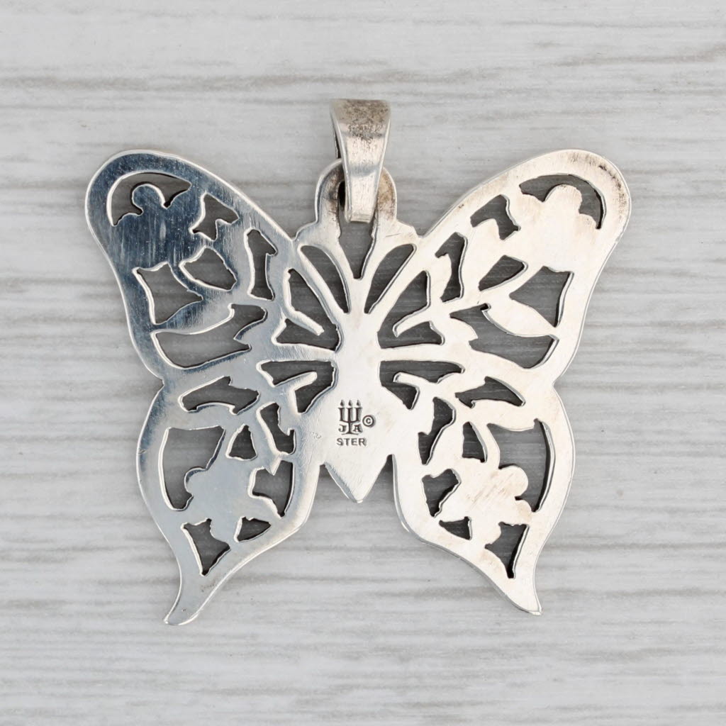 Gray Flower Butterfly Pendant Sterling Silver Statement James Avery