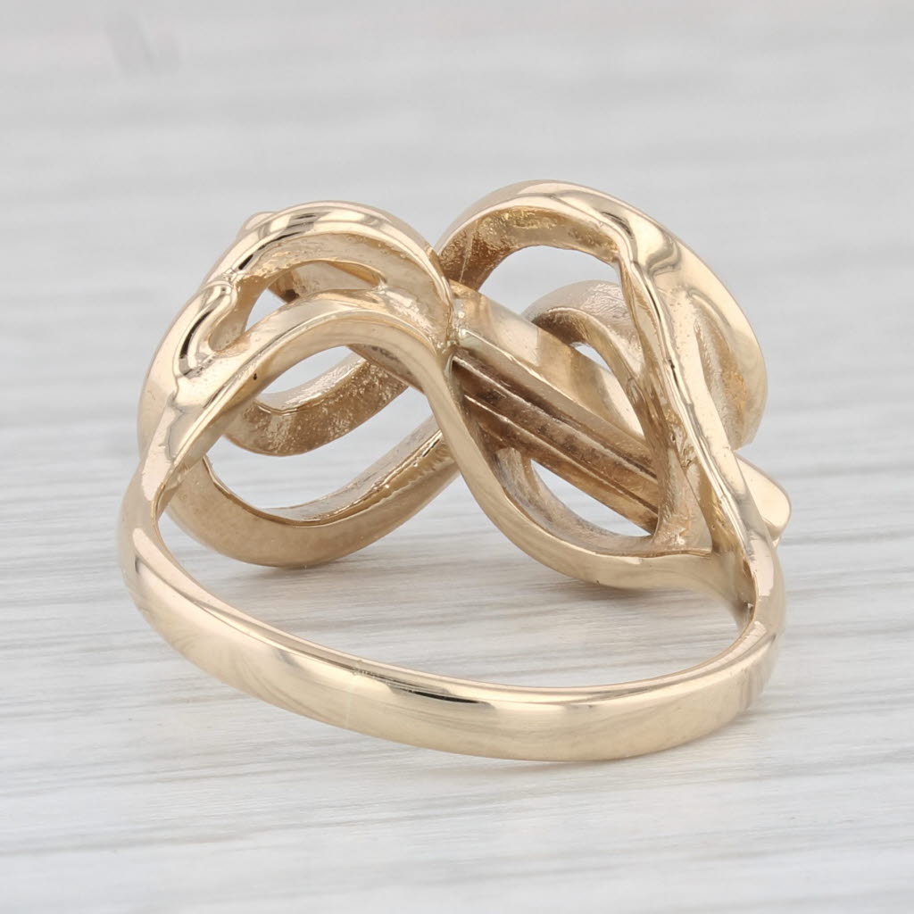 Light Gray Abstract Knot Work Ring 14k Yellow Gold Size 7.75 Statement