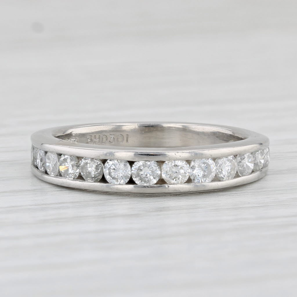 Light Gray 0.85ctw Diamond Wedding Band 950 Platinum Size 8.25 Anniversary Stackable Ring