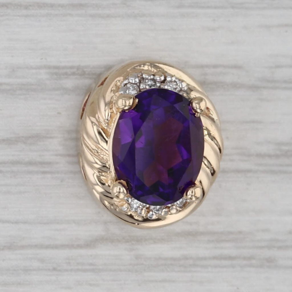 Gray Richard Klein Vintage 1.85ctw Amethyst Diamond Slide Bracelet Charm 14k Gold